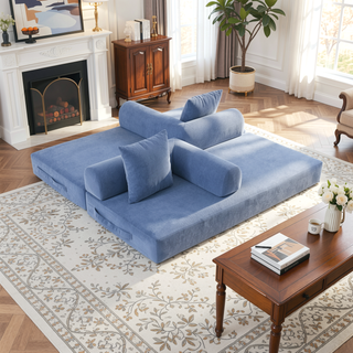 Sunvega Foldable Compressible Sofa with Metal Frame and Cushions for Small Spaces