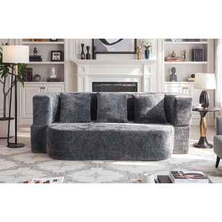Sunvega Chenille Fabric Convertible Sofa Bed with High-Density Rebound Sponge for Living Room