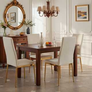 Sunvega Golden Legs and Black Seat Comfortable Durable Dining Chair Set of 4
