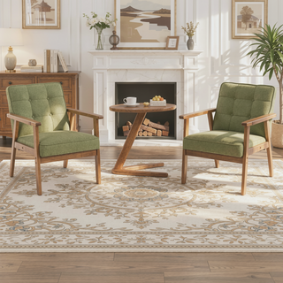 Sunvega Leisure Chair with Armrest Thick Cushion and Matching Wooden Coffee Table