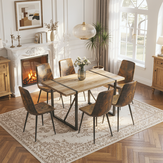 Sunvega 55 Inch MDF Wood Modern Rustic Industrial Rectangular Dining Table