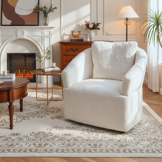 Sunvega Modern 360 Degree Swivel Sofa Chair with High Backrest and Velvet Upholstery