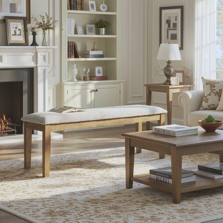 Sunvega Amador Grey Dining Bench with Contemporary Fabric Upholstery and Block Legs