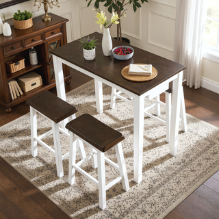 Sunvega Industrial Bar Table and Chairs Set with 2 Stools for Kitchen Dining Room
