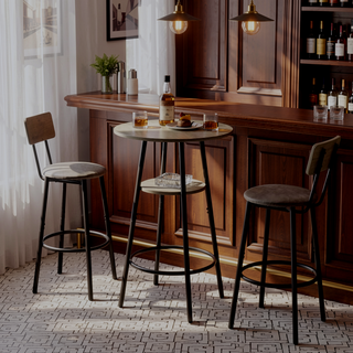 Sunvega 35.43'' H Grey Upholstered Bar Stool with Backrest and Shelf