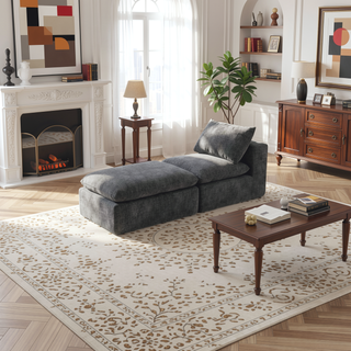 Sunvega Modern Chenille Cloud Sofa with High-Density Sponge Filling for Living Room