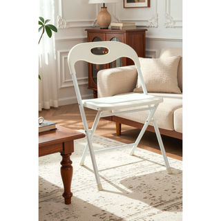 Sunvega 4-Pack White Stainless Steel Folding Chairs with 800lb Capacity and Waterproof
