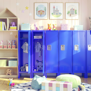 Sunvega Blue Industrial Style Metal Storage Cabinet with Two Separate Compartments