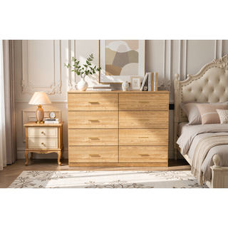 Sunvega Modern 8-Drawer Dresser with Golden Handles for Bedroom Ample Storage