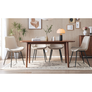 Sunvega Light Gray Artificial Leather Dining Chair with Curved Widened Cushion Design