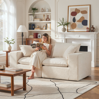 Sunvega Modern Chenille Cloud Sofa with High-Density Sponge Filling for Living Room