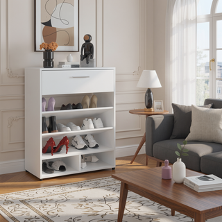 Sunvega Modern 1 Door 5 Shelves Shoe Rack with 4 Sturdy Legs for Bedroom