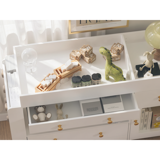 Sunvega Modern White Dresser with 3 Drawers and Wide Table Top for Bedroom
