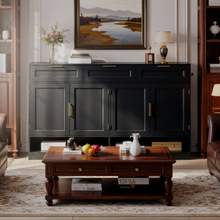 Sunvega 59.1-Inch Farmhouse Sideboard with 3 Drawers and 4 Doors for Ample Storage
