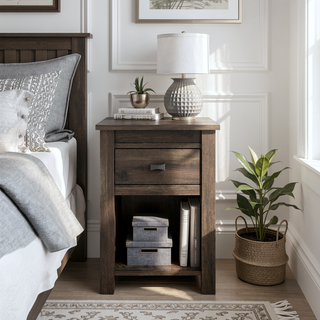 Sunvega Farmington Rustic Nightstand with Ample Storage for Bedroom