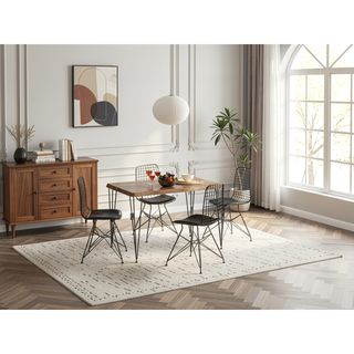 Sunvega Elegant Solid Wood Dining Table for 4-6 People with Natural Grain