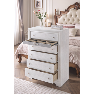 Sunvega Chic Nightstand with Textured Surface and Jewelry Drawer for Bedroom