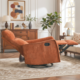 Sunvega Fabric Swivel Rocker Recliner Chair with Massage and Lumbar Heat for Living Room