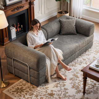 Sunvega Modular Sectional Sofa Bed with Pillow Back Support Armrest in Corduroy Fabric