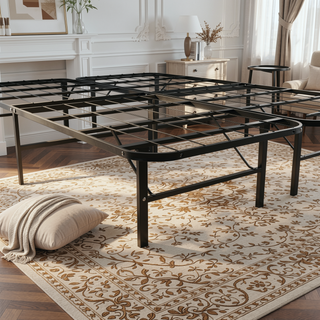 Sunvega Heavy-Duty Steel Platform Foundation with Tool-Free Assembly for Queen Bed