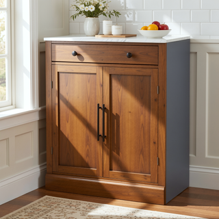 Sunvega Freestanding Kitchen Pantry Cabinet with Drawer and Adjustable Shelves