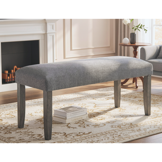 Sunvega Mossy Grey Backless Bench with Memory Foam Topper and Tapered Legs
