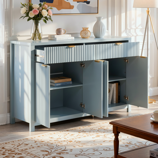 Sunvega Modern Scandinavian Buffet Cabinet with Wave Design and Adjustable Shelves