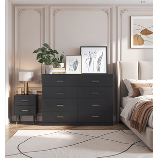 Sunvega Modern 8-Drawer Dresser with Golden Handles for Bedroom Ample Storage