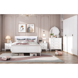 Sunvega White 2 Drawer Nightstand with Spacious Storage and LED Lighting