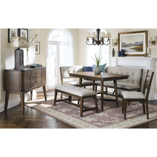 Sunvega Upholstered Dining Bench with Cherry Finish and Sturdy Construction