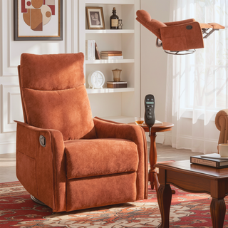 Sunvega Fabric Swivel Rocker Recliner Chair with Massage and Lumbar Heat for Living Room