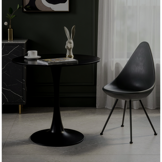 Sunvega Modern Round Dining Table with MDF Top and Sturdy Steel Base for Kitchen
