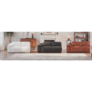 Sunvega Top Grain Italian Leather Power Reclining Loveseat with USB Charger