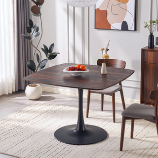 Sunvega Mid-Century Modern Tulip Dining Table with Sturdy Metal Base for 4-6 Person