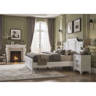 Sunvega Modern Farmhouse King Bedroom Set with Dresser Mirror and Nightstand