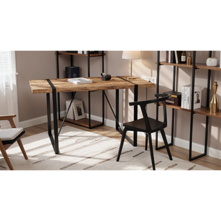 Sunvega 55 Inch MDF Wood Modern Rustic Industrial Rectangular Dining Table