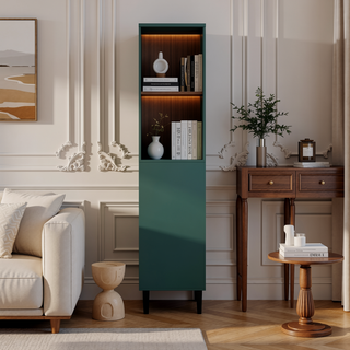 Sunvega Tall Storage Bookcase with 4 Adjustable Shelves and Tempered Glass Doors