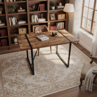 Sunvega 55 Inch MDF Wood Modern Rustic Industrial Rectangular Dining Table