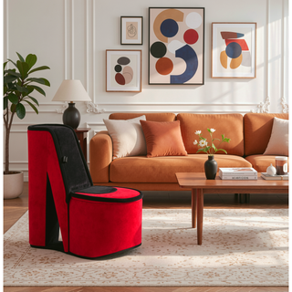 Sunvega High Heel Shoe Design Jewelry Box with Hidden Storage and Display Hooks