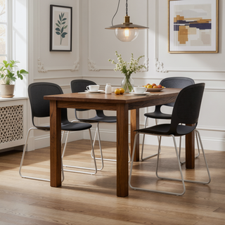 Sunvega Modern Stacking Chairs Set of 4 with Ergonomic Curved Backrest and Steel Frame