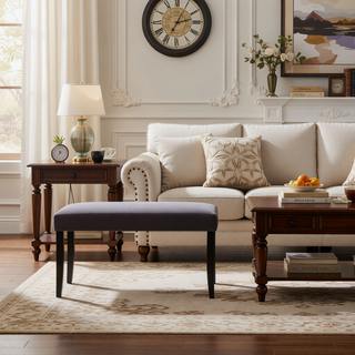 Sunvega Gray Velvet Dining Bench with Memory Foam Topper and Hardwood Legs
