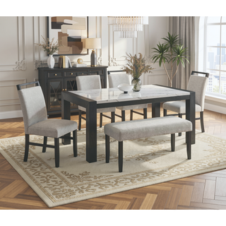 Sunvega Upholstered Dining Bench with Beige Gray Finish and Contemporary Style