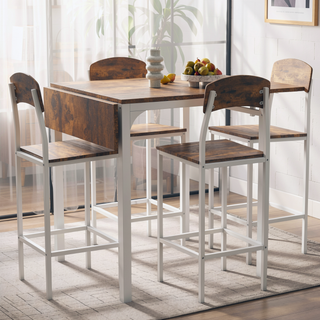 Sunvega 5-Piece Counter Height Drop Leaf Dining Table Set with Chairs for 4