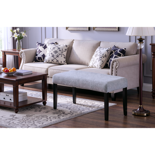 Sunvega Modern Charcoal Upholstered Dining Bench with Soft Fabric and Wooden Legs