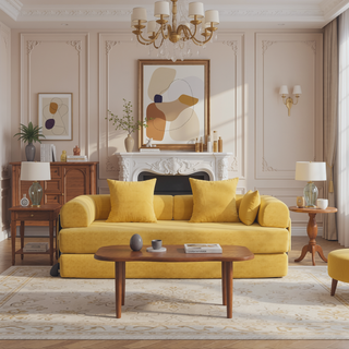 Sunvega Foldable Compressible Sofa with Metal Frame and Cushions for Small Spaces