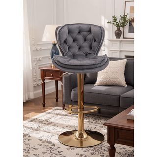 Sunvega Set of 2 Swivel Bar Stools with Chrome Footrest and Adjustable Height
