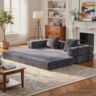 Sunvega Convertible Foldable Sofa Bed with Pillow Back Support Armrest for Living Room