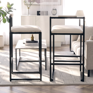 Sunvega Set of 2 Modern Paper Rope Woven Counter Height Dining Chairs with Back
