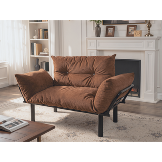 Sunvega Blue Small Space Saver Love Seat Couch with Arms for Living Room