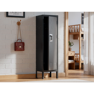 Sunvega Industrial Retro Style Metal Storage Cabinet with Ventilation Door Black